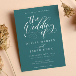Elegant Calligraphy Classic Wedding Invitation Kaart