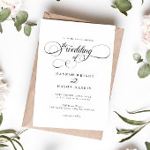 Elegant Calligraphy Classic Wedding Invitation Kaart