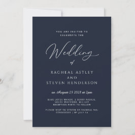 Elegant Calligraphy Classic Wedding Invitation Kaart
