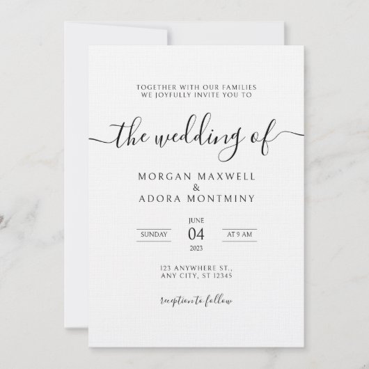 Elegant Calligraphy Classic Wedding Kaart (Voorkant)