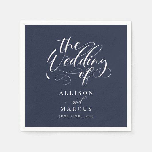 Elegant Calligraphy Classic Wedding Napkins Servet (Voorkant)