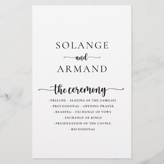 Elegant Calligraphy Classic Wedding Program (Voorkant)