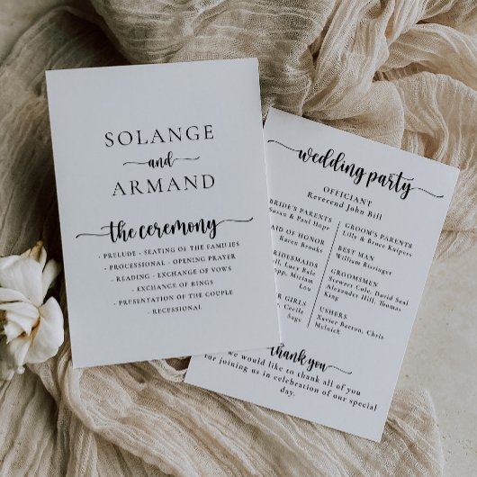 Elegant Calligraphy Classic Wedding Program