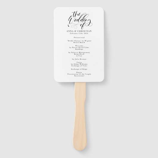 Elegant Calligraphy Classic Wedding Programme Handwaaier (Voorkant)