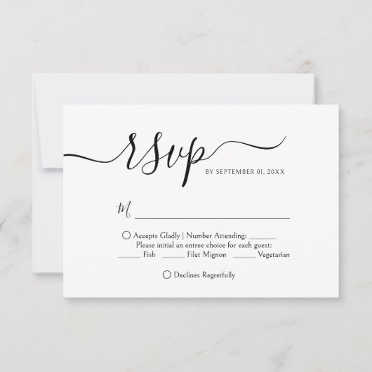 Elegant Calligraphy Classic Wedding RSVP Kaartje (Voorkant)