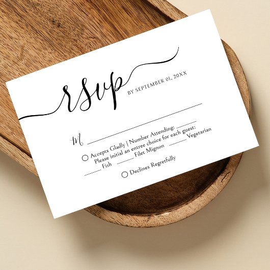 Elegant Calligraphy Classic Wedding RSVP Kaartje