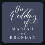 Elegant Calligraphy Classic Wedding Square Sticker<br><div class="desc">Elegant Calligraphy Classic Wedding Square Sticker</div>