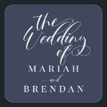 Elegant Calligraphy Classic Wedding Square Sticker<br><div class="desc">Elegant Calligraphy Classic Wedding Square Sticker</div>