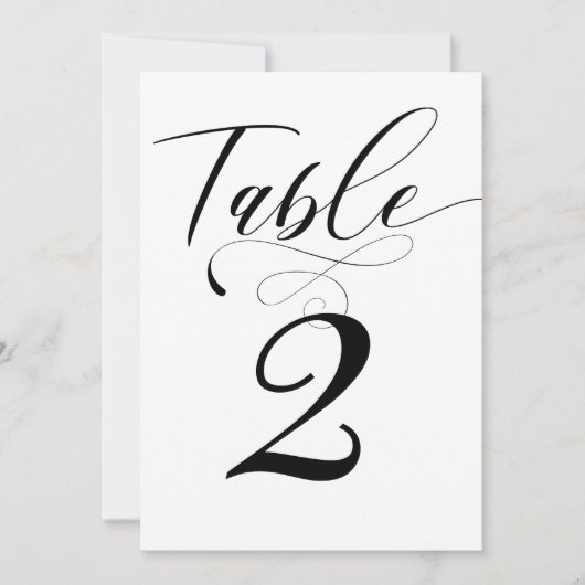 Elegant Calligraphy Classic Wedding Table Number Kaart (Voorkant)