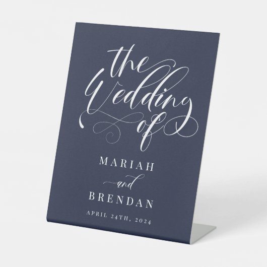 Elegant Calligraphy Classic Wedding Welcome Pedest Reclamebord Met Voetstuk (Voorkant)