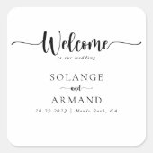 Elegant Calligraphy classic Wedding Welcome Vierkante Sticker (Voorkant)