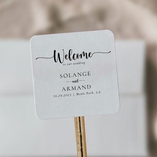 Elegant Calligraphy classic Wedding Welcome Vierkante Sticker