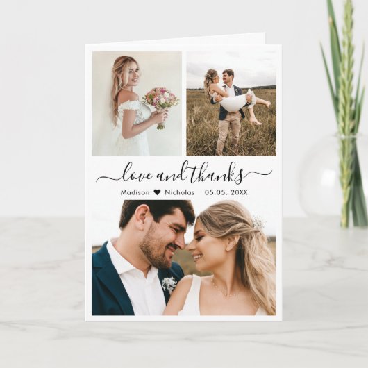 Elegant Calligraphy Collage Wedding Bedankt (Voorkant)