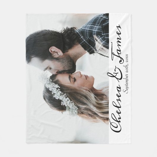 Elegant Calligraphy Couple Photo Fleece Deken (Voorkant)