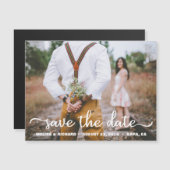 Elegant Calligraphy Couple Photo Save the Date (Voorkant / Achterkant)