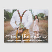 Elegant Calligraphy Couple Photo Save the Date (Voorkant)