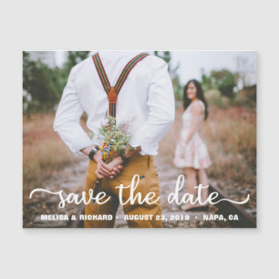Elegant Calligraphy Couple Photo Save the Date