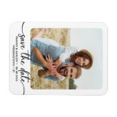 Elegant Calligraphy Couple Photo Save the Date Magneet (Horizontaal)