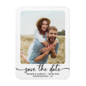 Elegant Calligraphy Couple Photo Save the Date Magneet (Verticaal)