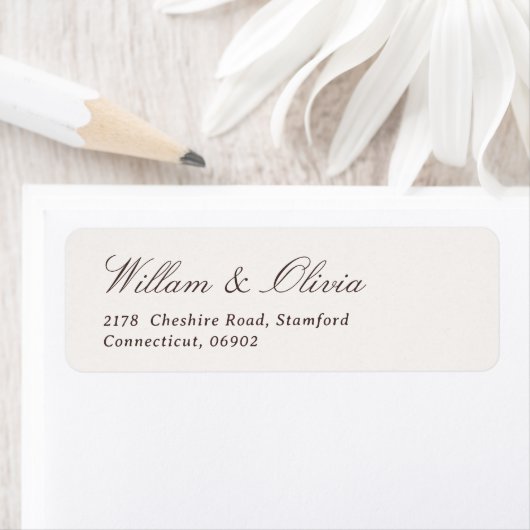Elegant Calligraphy Cream and Brown Wedding Etiket (Insitu)
