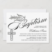 Elegant Calligraphy Cross- and Dove Baptisme Kaart (Voorkant)