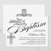 Elegant Calligraphy Cross- and Dove Baptisme Kaart (Voorkant / Achterkant)
