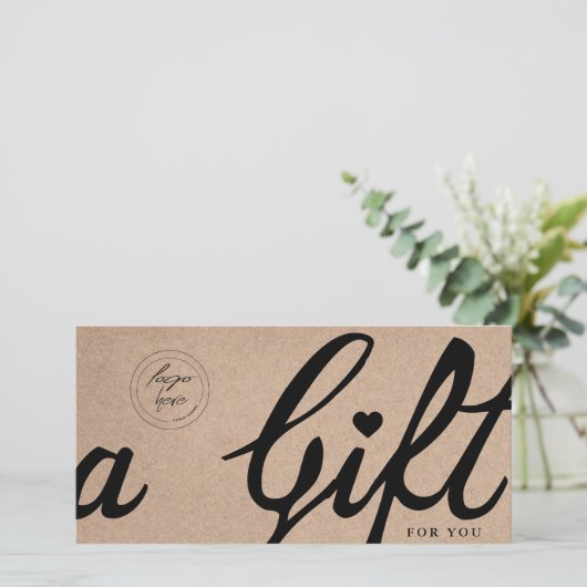 Elegant Calligraphy Custom Kraft Cadeaucertificaat (Staand voorkant)