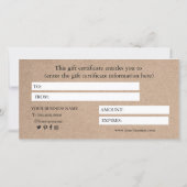 Elegant Calligraphy Custom Kraft Cadeaucertificaat (Achterkant)