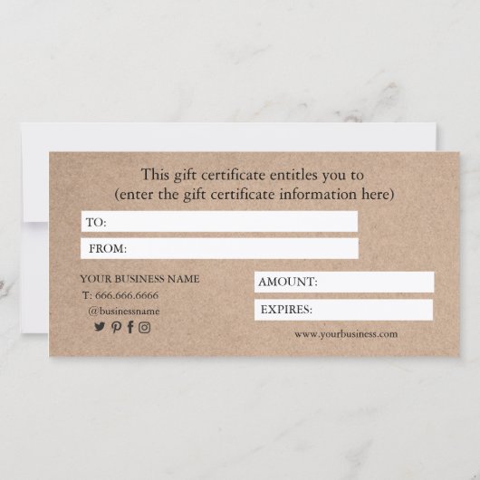 Elegant Calligraphy Custom Kraft Cadeaucertificaat (Achterkant)