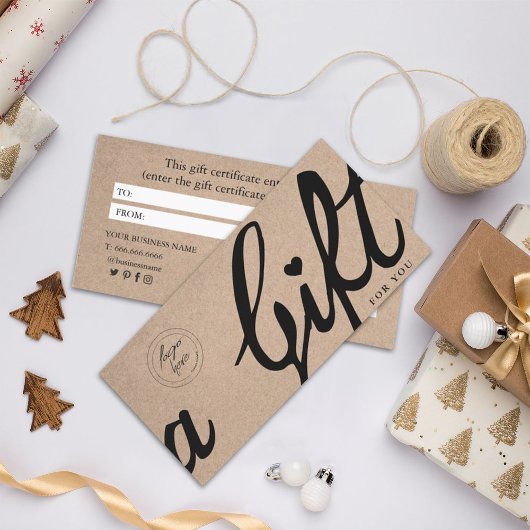 Elegant Calligraphy Custom Kraft Cadeaucertificaat