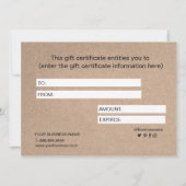 Elegant Calligraphy Custom Kraft Cadeaucertificaat (Achterkant)