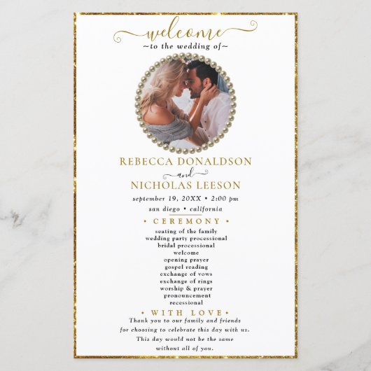 Elegant Calligraphy Custom Photo Wedding Program (Voorkant)