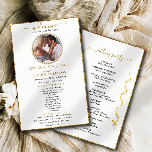 Elegant Calligraphy Custom Photo Wedding Program