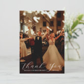Elegant Calligraphy Custom Wedding Photo Bedankkaart (Staand voorkant)