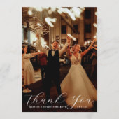 Elegant Calligraphy Custom Wedding Photo Bedankkaart (Voorkant)