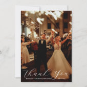Elegant Calligraphy Custom Wedding Photo Bedankkaart (Voorkant)