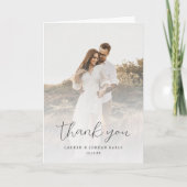 Elegant Calligraphy Custom Wedding Photo Hartelijk Bedankkaart (Voorkant)