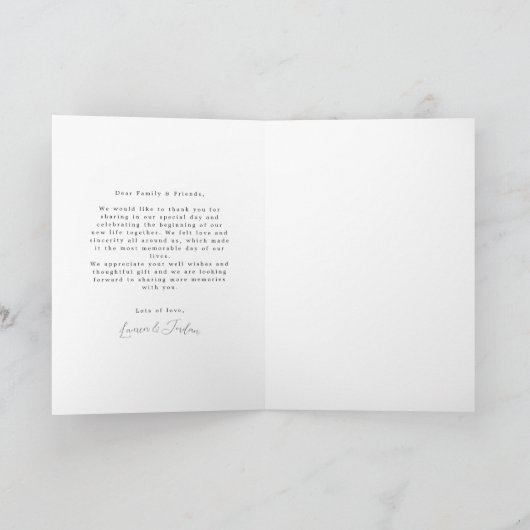 Elegant Calligraphy Custom Wedding Photo Hartelijk Bedankkaart (Binnen)