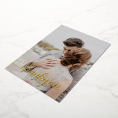 Elegant Calligraphy Custom Wedding Photo Hartelijk Folie Feestdagenkaart (Gedraaid)