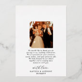 Elegant Calligraphy Custom Wedding Photo Hartelijk Folie Uitnodiging (Achterkant)