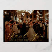 Elegant Calligraphy Custom Wedding Photo Hartelijk Folie Uitnodiging (Voorkant)
