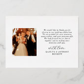 Elegant Calligraphy Custom Wedding Photo Hartelijk Folie Uitnodiging (Achterkant)