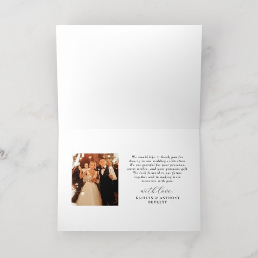 Elegant Calligraphy Custom Wedding Photo Hartelijk Folie Wenskaart (Binnenlaag)