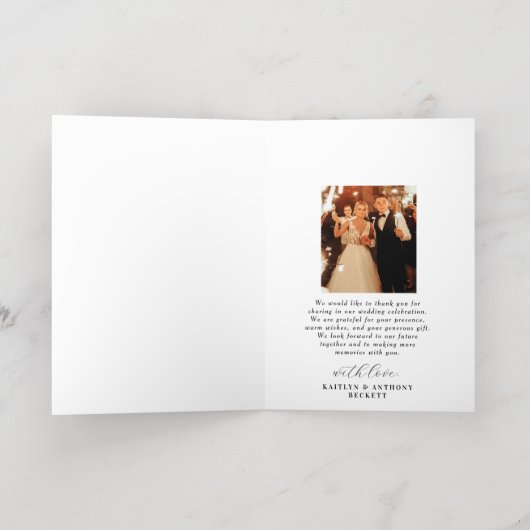 Elegant Calligraphy Custom Wedding Photo Hartelijk Folie Wenskaart (Binnenlaag)