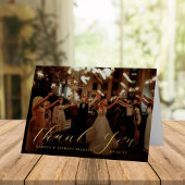 Elegant Calligraphy Custom Wedding Photo Hartelijk Folie Wenskaart