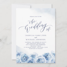 Elegant calligraphy dusty blue floral bruiloft