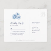Elegant calligraphy dusty blue floral RSVP Uitnodiging Briefkaart (Achterkant)