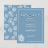 Elegant Calligraphy Dusty Blue Floral Wedding Informatiekaartje (Voorkant / Achterkant)