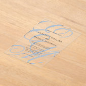 Elegant Calligraphy Dusty Blue Monogram Wedding Acryl Uitnodigingen (Laagn)