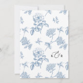 Elegant Calligraphy Dusty Blue Monogram Wedding Kaart (Achterkant)